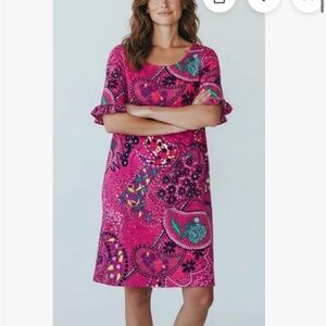 Lilly Pulitzer Sophie Paisley Ruffle Bell Sleeves Boatneck Shift Dress